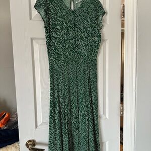 Reformation Green and White Midi Dress